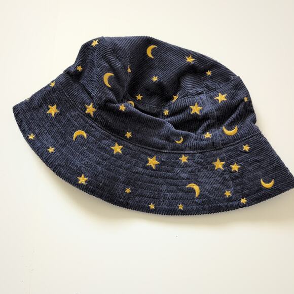 Urban‎ Outfitters Celestial Stars Moon Night Sky Navy Corduroy Bucket Hat OS - Picture 4 of 6